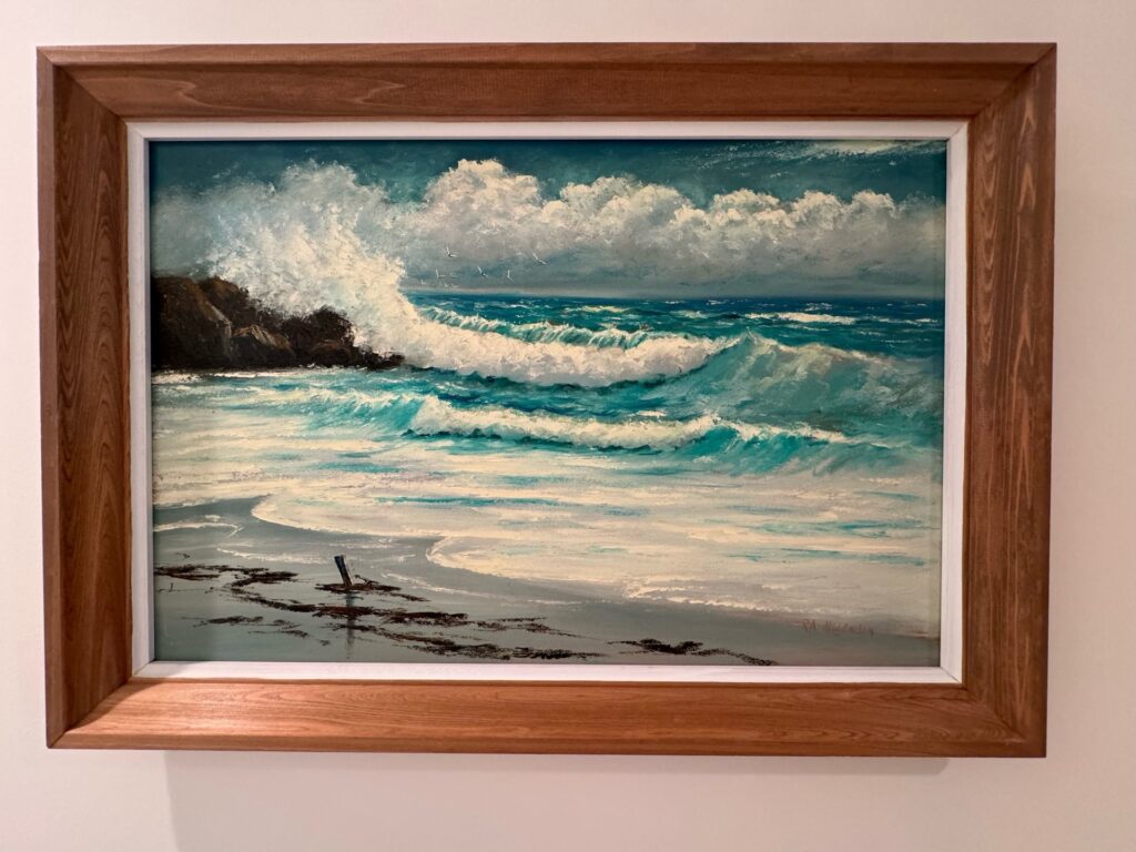 RA Mclendon…WAVES CRASHING ON BEACH ROCKS – FL Highwaymen Art