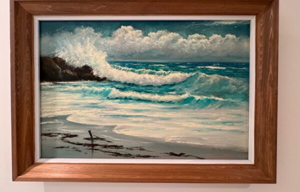 RA Mclendon…WAVES CRASHING ON BEACH ROCKS